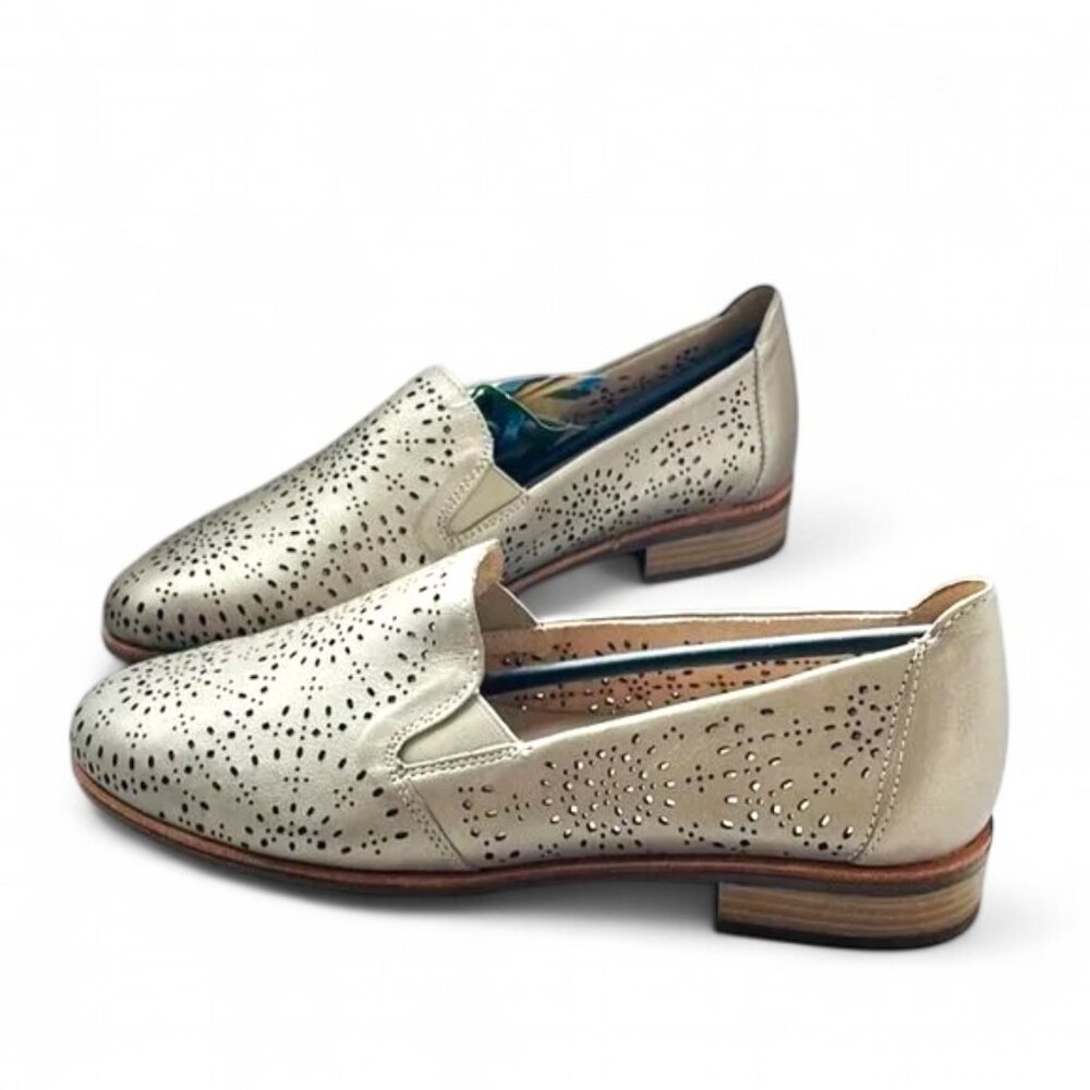 Remonte Bronze Gold Laser Cut Out Leather Slip on Loafer Flats EU Size 38